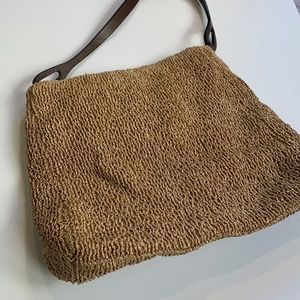 Excellent condition woven Romag purse with leather shoulder strap